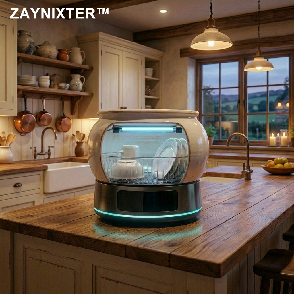 ZAYNIXTER™ | The "Provincial Hearth" Ceramic UV-C Dish Sanctuary & Dryer