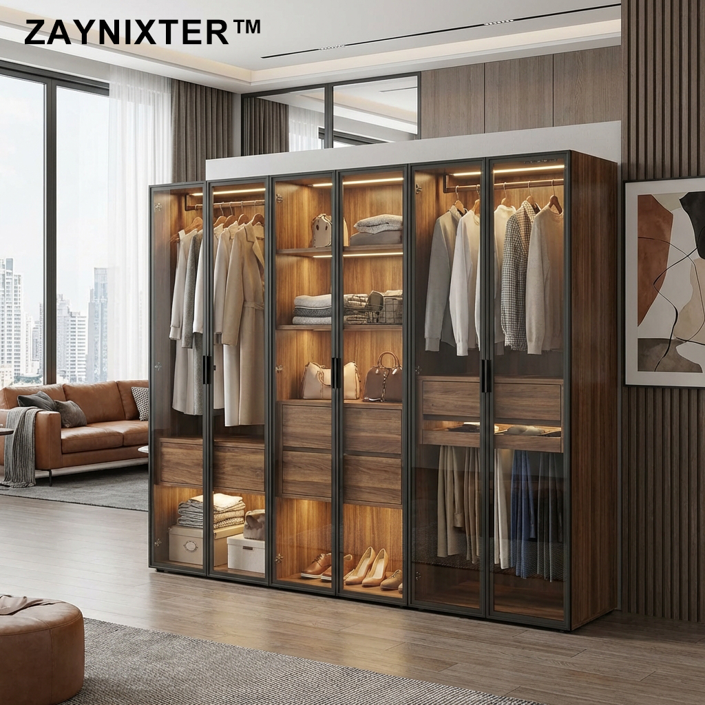 ZAYNIXTER™ | The "Gallery Vitrine" Illuminated Executive Wardrobe System