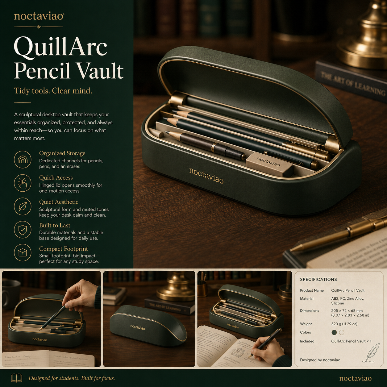 Noctaviao™ QuillArc Pencil Vault