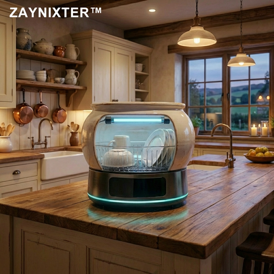 ZAYNIXTER™ | The "Provincial Hearth" Ceramic UV-C Dish Sanctuary & Dryer