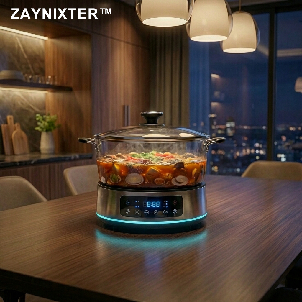ZAYNIXTER™ | The "AuraGlass" Interactive Tabletop Culinary Centerpiece