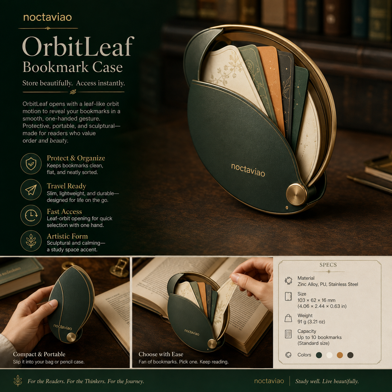 Noctaviao™ OrbitLeaf Bookmark Case
