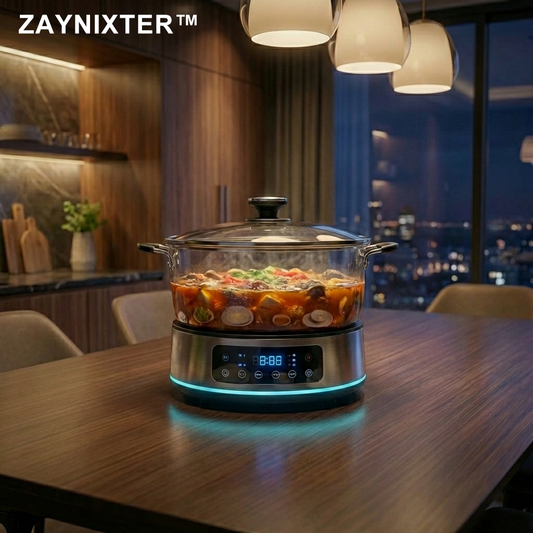 ZAYNIXTER™ | The "AuraGlass" Interactive Tabletop Culinary Centerpiece